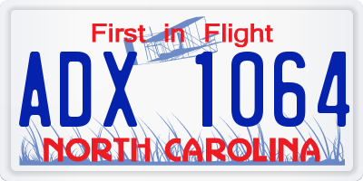 NC license plate ADX1064