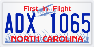 NC license plate ADX1065
