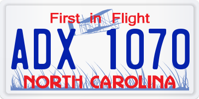 NC license plate ADX1070
