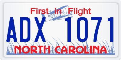 NC license plate ADX1071