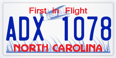 NC license plate ADX1078