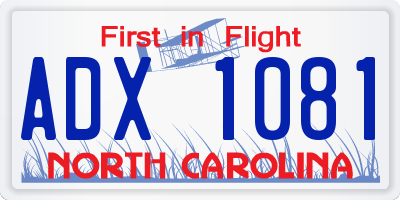 NC license plate ADX1081