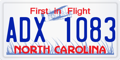 NC license plate ADX1083