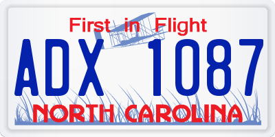 NC license plate ADX1087