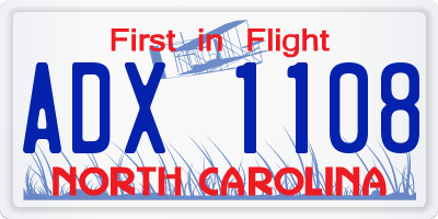 NC license plate ADX1108