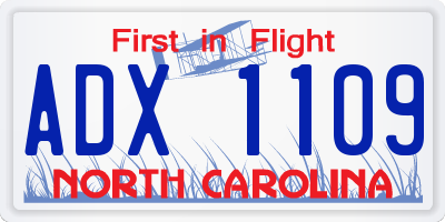 NC license plate ADX1109