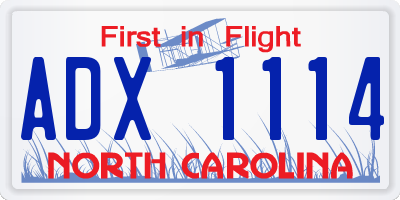 NC license plate ADX1114