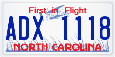 NC license plate ADX1118