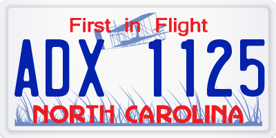 NC license plate ADX1125