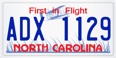 NC license plate ADX1129