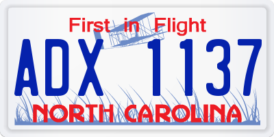 NC license plate ADX1137