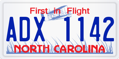 NC license plate ADX1142
