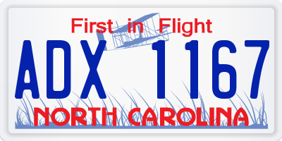 NC license plate ADX1167