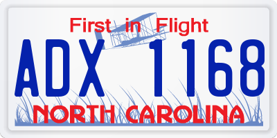 NC license plate ADX1168