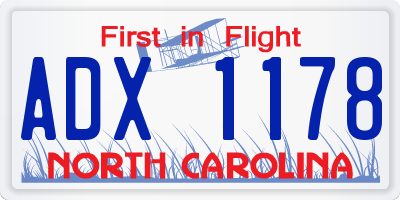 NC license plate ADX1178