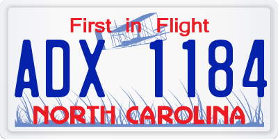NC license plate ADX1184