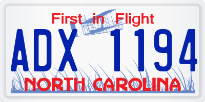 NC license plate ADX1194