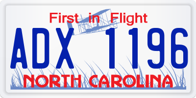 NC license plate ADX1196