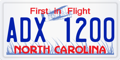 NC license plate ADX1200