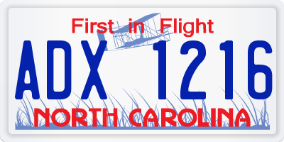NC license plate ADX1216