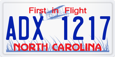 NC license plate ADX1217