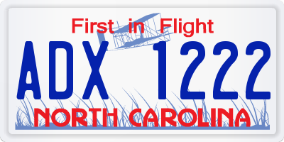 NC license plate ADX1222