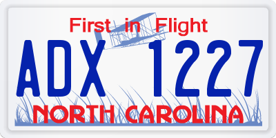 NC license plate ADX1227