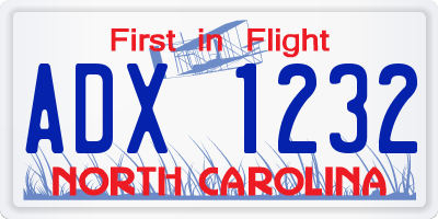 NC license plate ADX1232