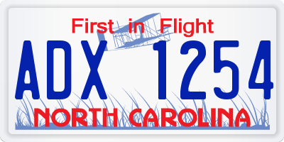NC license plate ADX1254