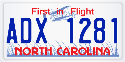 NC license plate ADX1281
