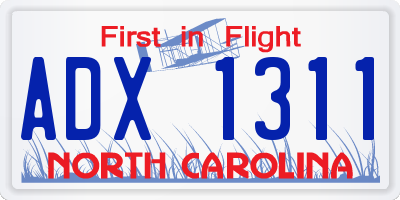 NC license plate ADX1311
