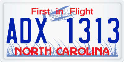 NC license plate ADX1313