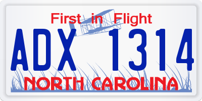 NC license plate ADX1314