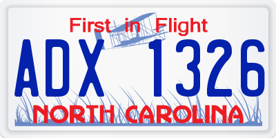 NC license plate ADX1326