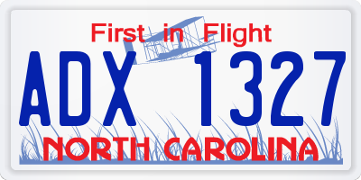 NC license plate ADX1327