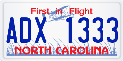 NC license plate ADX1333