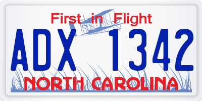 NC license plate ADX1342