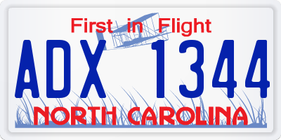 NC license plate ADX1344