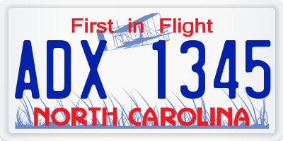 NC license plate ADX1345