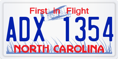 NC license plate ADX1354