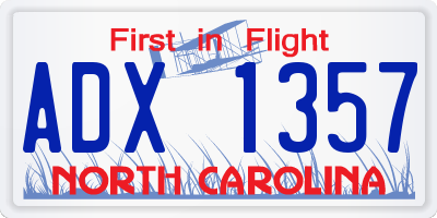 NC license plate ADX1357
