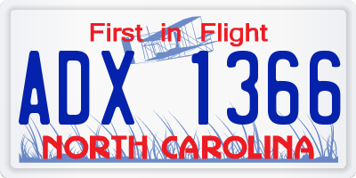 NC license plate ADX1366