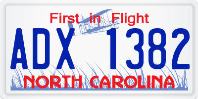 NC license plate ADX1382