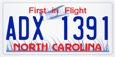 NC license plate ADX1391