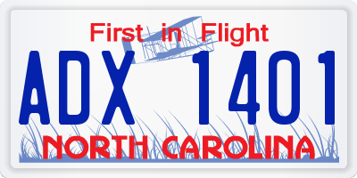 NC license plate ADX1401