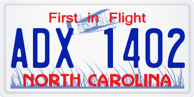 NC license plate ADX1402