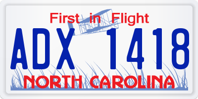 NC license plate ADX1418