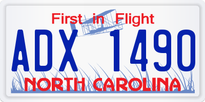 NC license plate ADX1490
