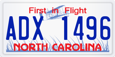 NC license plate ADX1496
