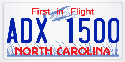 NC license plate ADX1500